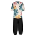 thumbnail image 5 of Nrmvnmi Women's Summer 2 Piece Outfits Casual Floral Prints Short Sleeve Pajama Tops Wide Leg Pants Lounge Sets Tracksuits Mothers Day Gifts, 5 of 5