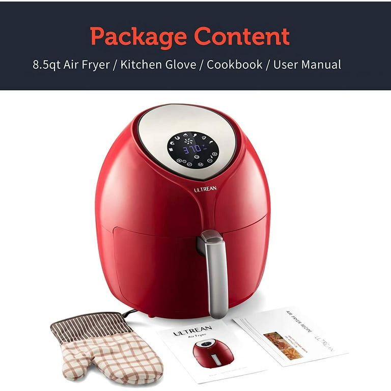 Ultrean Large Air Fryer 8.5 Quart with 7 Preset Modes, Touch Screen and  Guided Cooking, 1700W (Red) 