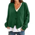 thumbnail image 5 of WTOBBY Women's Fashion Oversized Knit Cardigan Sweater with Buttons Long Sleeves Solid Color Jacket, Comfortable and Stylish Top for Layering in Cool Weather,Dark Green 2XL, 5 of 5