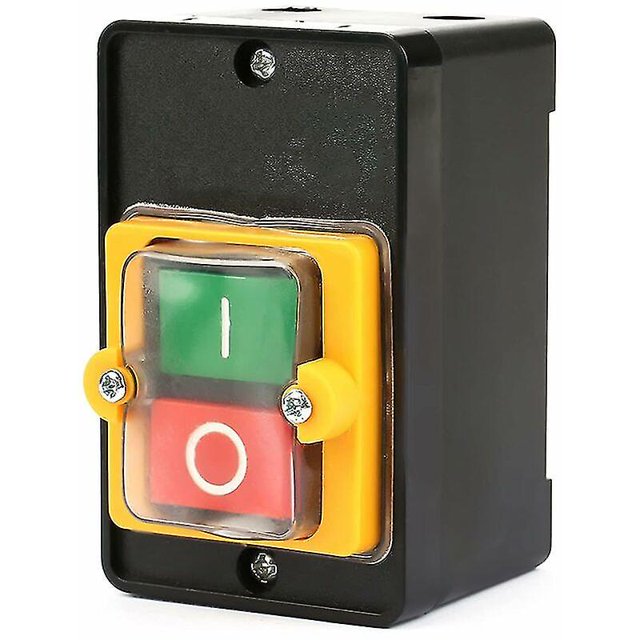 Interruptor de botón, interruptor de botón de control de encendido a prueba de agua monofásico/trifásico de CA 220 V/380 V 10 A, botón de control de encendido/apagado con carcasa, interrupto