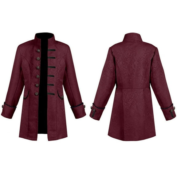 RTKFRFLM Kids Steampunk Vintage Uniform Jacket Boys Stand Collar Gothic Tailcoat Victorian Style Formal Party Dress Coat