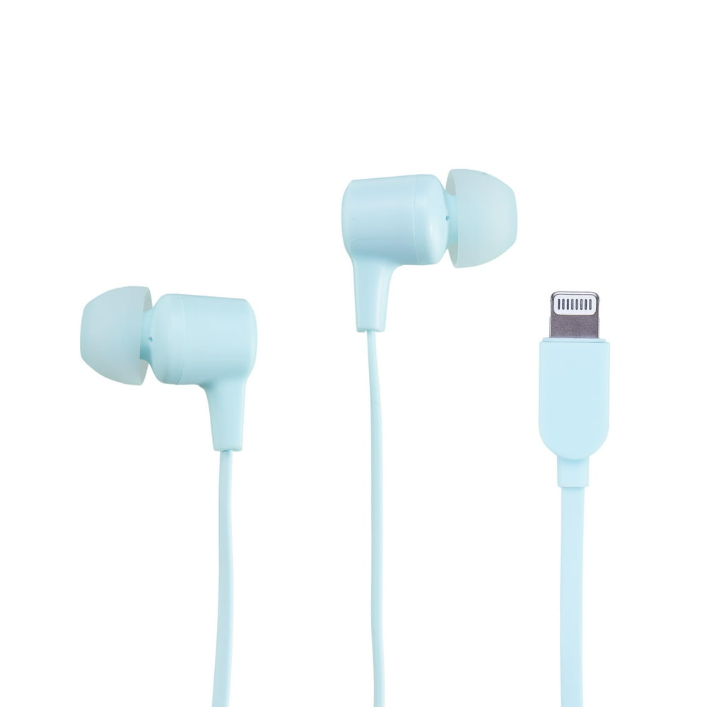 onn. Earphones with Lightning Connector, Aqua