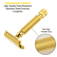 thumbnail image 3 of Stainless Steel 3.5" Long Safety Razor for Men - Double Edge Razor (24K Gold), 3 of 6