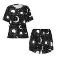 thumbnail image 5 of "Wukai Crescent and Stars Women's Pajama Set - Short-Sleeve Top and Shorts with Elastic Waistband and Pockets for Loungewear, Yoga, and Casual Wear-X-Large, 5 of 8