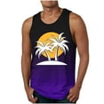 thumbnail image 2 of BXINGOHAI Mens Summer Beach Tank Top Tropical Hawaiian Palm Tree Print Sleeveless Shirts Muscle Tee Vacation Shirts Purple,S, 2 of 5