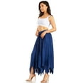 thumbnail image 3 of Sakkas Emery Womens Vintage Retro Maxi Rayon Embroidered Zigzag Hem Flowy Skirt - Navy - S/M, 3 of 5