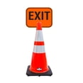 thumbnail image 1 of RK-Safety 28" Orange Cone, Black base With Two Reflective Tape, Plus Cone Sign 29 "Exit", (Cone-8 ea + Cone Sign-8 ea), 1 of 2