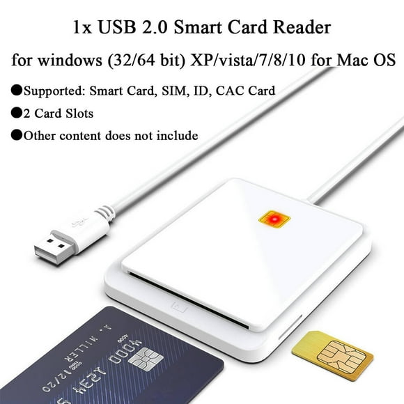 ALLTIMES USB 2.0 Smart Card Reader Memory for ID Bank SIM CAC ID Card Connector Adapter, for windows (32/64 bit) XP/vista/7/8/10 for Mac OS