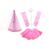 Pretend Play Dress Up Mozlly Pink Royal Princess Cone Costume Hat and Mozlly Pink Royal Princess Wand and Gloves Set (3pc Set) and Mozlly Pink 3 Layered Polka Dot Trim Flower Ballerina Tutu