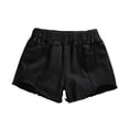 thumbnail image 6 of SGMVNU Girls Summer Shorts Casual Distressed Shorts Loose Fit Solid Color Elastic Waist Fashion Bottoms Cotton Play Shorts, Size 5-6 Years, Black, 6 of 6