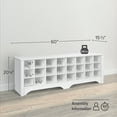 thumbnail image 5 of Prepac White Hall Bench with Storage and Seating: 24-Shoe Cubby Bench, Ideal White Shoe Rack for Entryway, Sized 15.5" D x 60" W x 20.25" H, 5 of 17