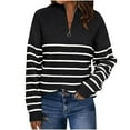 thumbnail image 2 of DailyTrove Women's Striped Knit Sweater, Long Sleeve, Casual Lounge & Office Wear, Soft Cotton Blend, Relaxed Fit, Plus Size Friendly, 2 of 5