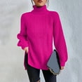 thumbnail image 4 of XMMSWDLA Women'S Turtleneck Knit Pullover Sweaters 2023 Fall Long Sleeve Soft Classic Fitted Sweater Tops Hot Pink Christmas Sweater Girls, 4 of 8
