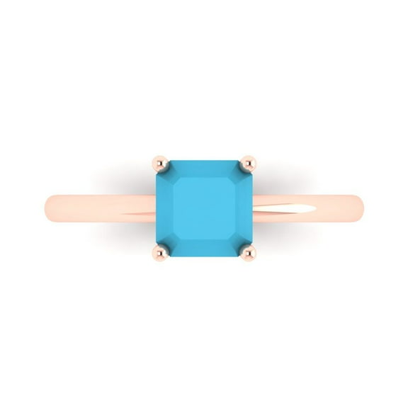 Solitaire Engagement Ring for Women - 1ct Simulated Turquoise in 18K Rose Gold Promise Ring