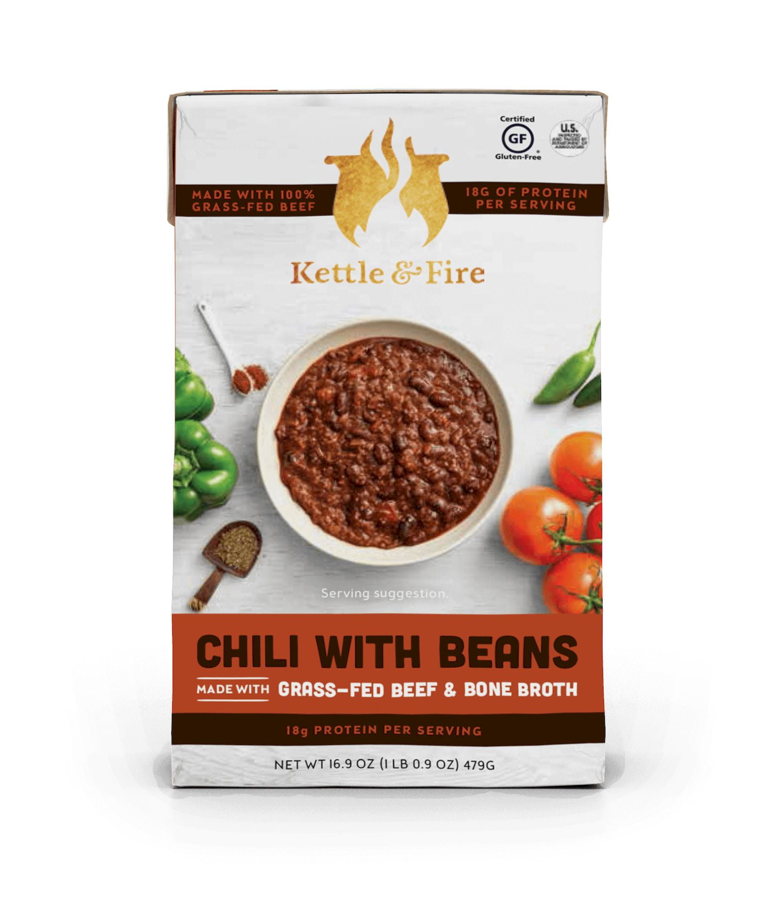 Kettle Fire Chili With Beans Made With Grass Fed Beef Bone Broth 16 9 Oz Tetra Pak Pack Of 2 Walmart Com Walmart Com