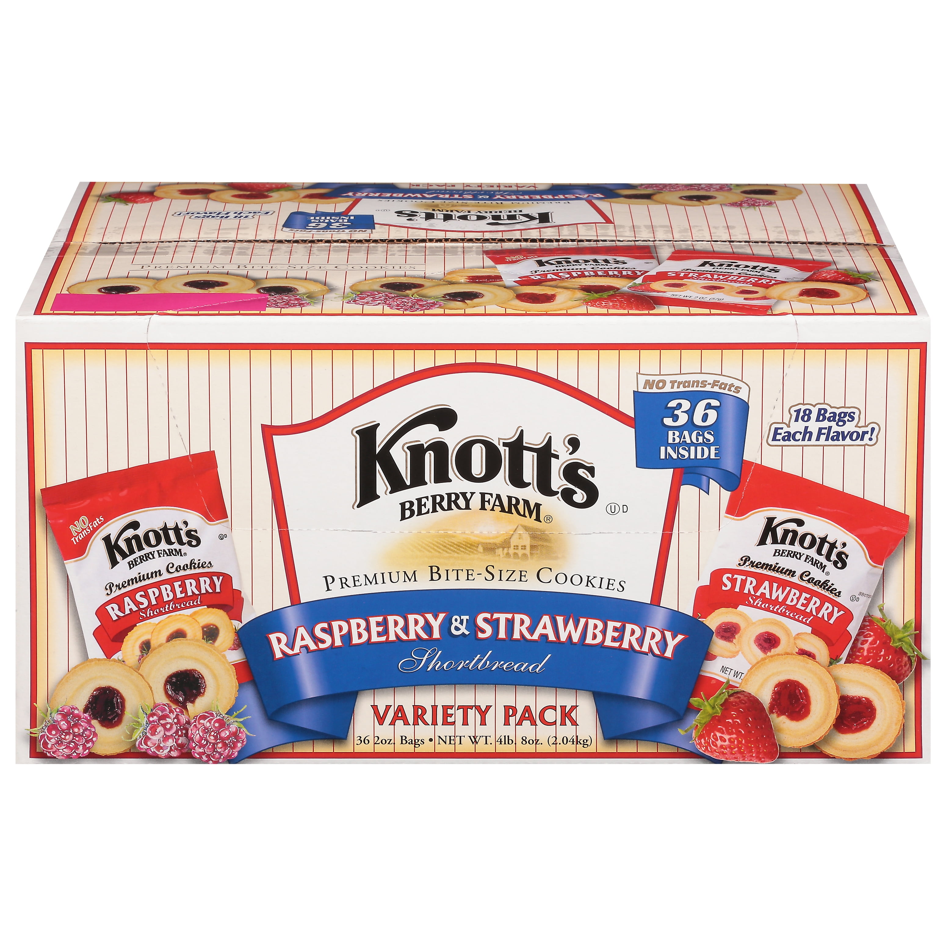 Knott's Berry Farm® Premium Berry Jam Shortbread Cookies, Raspberry And Strawberry Variety, 2 Oz Pack, 36 Packs/carton Knott's Berry Farm® Premium Berry Jam Shortbread Cookies, Raspberry And Strawberry Variety, 2 Oz Pack, 36 Packs/carton