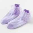 thumbnail image 4 of Povozer Girls Ruffle Socks Lace Socks Frilly Socks Cotton Dress Socks for Girls(Purple,1-3Y), 4 of 4