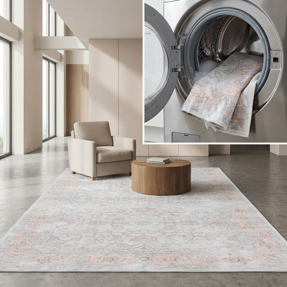 SAFAVIEH Arizona Karena Floral Machine Washable Area Rug, Sage/Rust, 8' x 10'