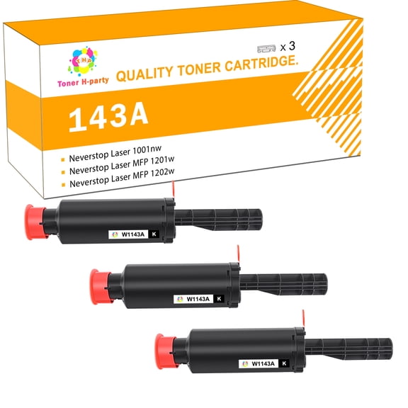 Toner H-Party Compatible Toner Cartridge Replacement for HP W1143A for Use with HP Neverstop Laser 1001nw 1201w 1202w Printer Ink (Black,3-Pack)