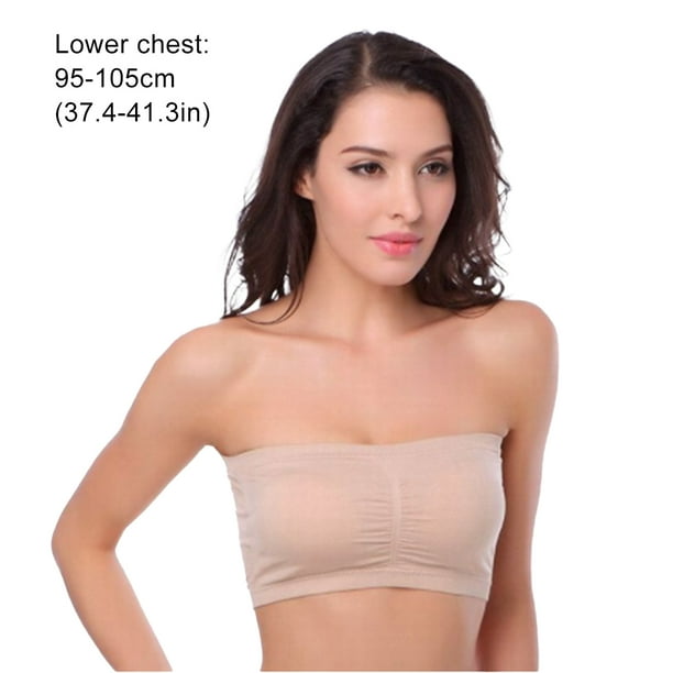 Wireless Bra Strapless Bras Bust Bandeau Padded Seamless Tube Top Intimate  with Good Elasticity Basic Style for Evening Dress flesh color 