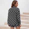thumbnail image 4 of 2 Piece Casual Outfits Long Sleeve Button Down Shirt And Shorts Sweatsuit Sets, 4 of 5