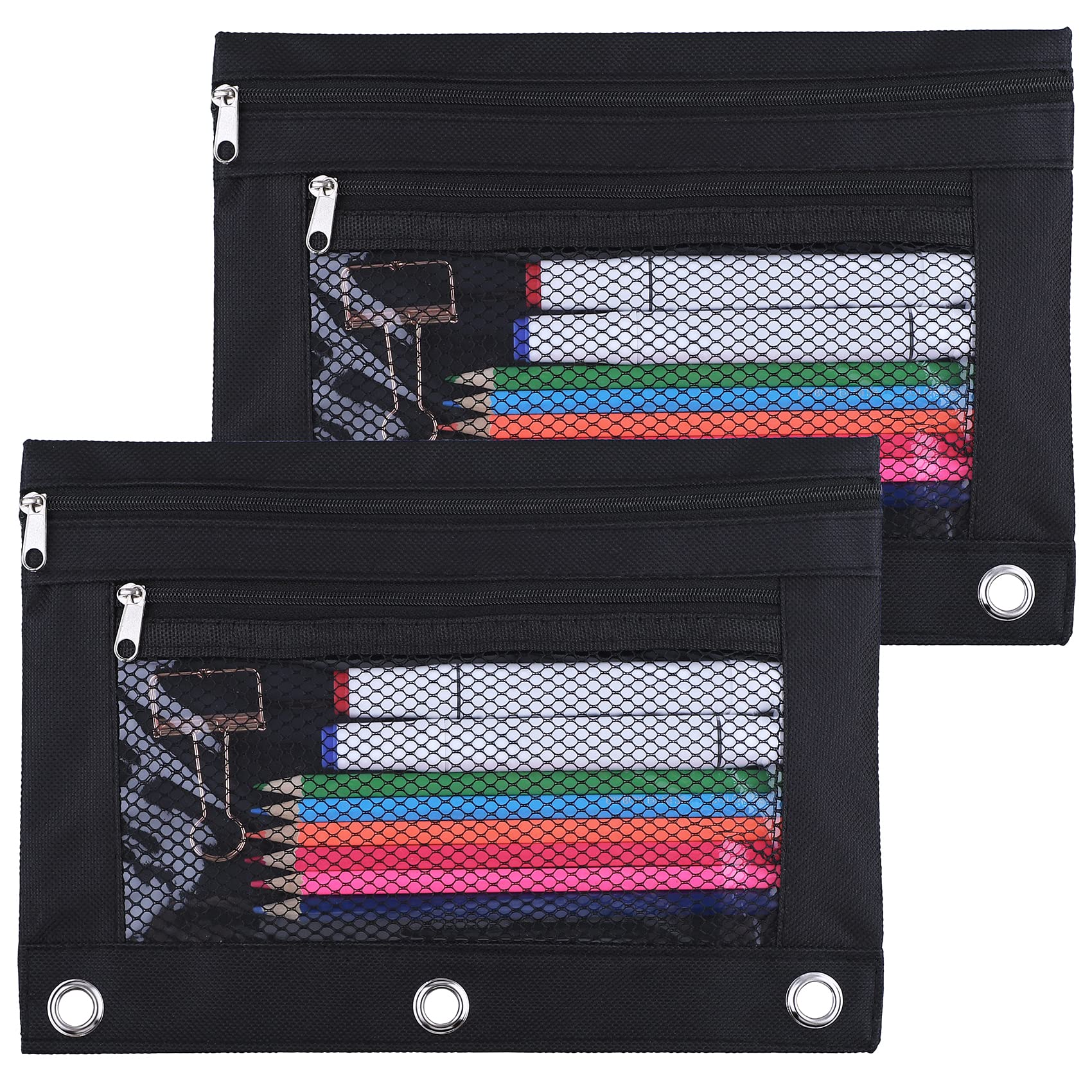 Binder Pencil Pouch for 3 Ring Binder, 2 Pack 3 Ring Binder Pencil