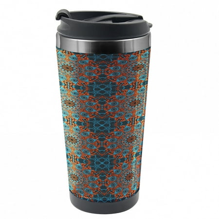 

Mandala Travel Mug Chinese Lace Motif Steel Thermal Cup 16 oz by Ambesonne