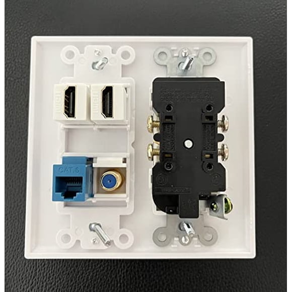 Toma de corriente IBL IBL-15A 2 puertos HDMI 1 Cat6 Ethernet