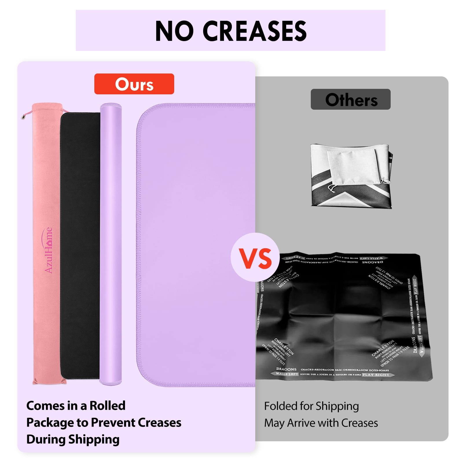 Crease-Defying Ever-Flat Mahjong Mat | Noise-Reducing Anti-Slip Pad for Mahjong, Poker & Dominoes with Velvet Bag - Macaron Purple