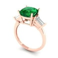 thumbnail image 2 of 3 ct Cushion Cut Simulated Emerald Three-Stone Engagement Ring for Women in 18K Rose Gold, 2 of 5