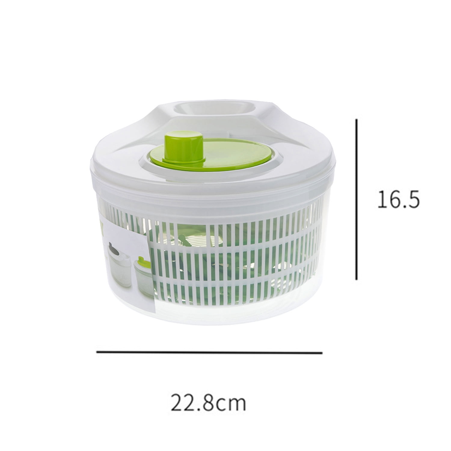 Salad Spinner, Vegetable Washer with Bowl, Anti-Wobble Tech, Lockable Colander Basket and Lid with Pull Cord Swtroom, White