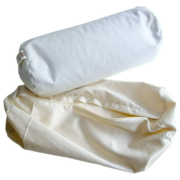 Cotton Sateen Neck Roll Pillowcase - Machine Washable Cylinder Pillow Cover - Organic Cotton - 14" x 6" - Soft & Breathable 14" long 6" diameter Off White