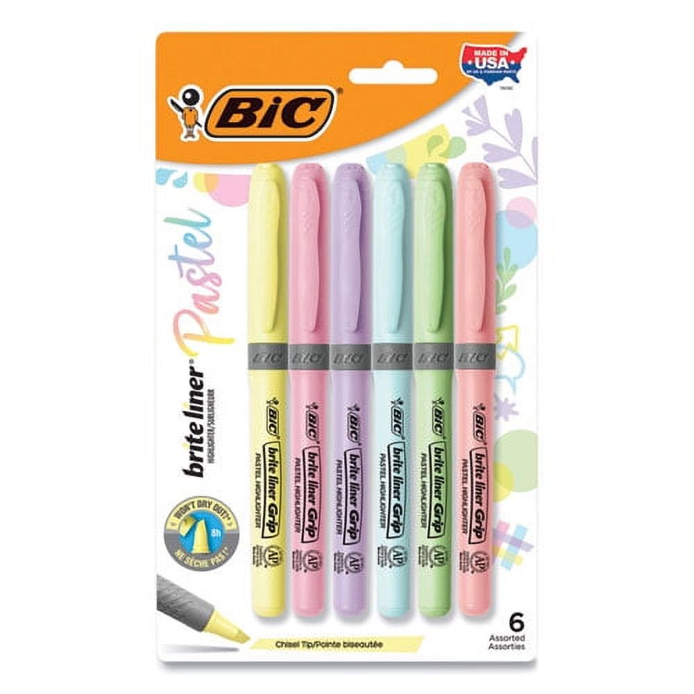 Brite Liner Grip Pocket Highlighter, Assorted Ink Colors, Chisel Tip, Assorted Barrel Colors, 6/pack | Bundle of 5 Packs