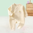 thumbnail image 4 of Nilvkv Newborn Sleepers, Newborn Onesies, Toddler Bear Face Print Long Sleeve Cotton Romper Soft Fall Winter Yellow 4-8 months, 4 of 5