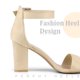thumbnail image 5 of Sandalias de tacón grueso con punta abierta y correa en el tobillo para mujer Beige 37, 5 of 6