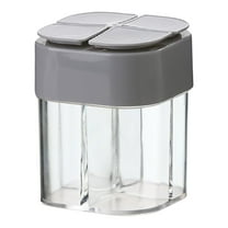 Gallickan Four Compartment Spice Box, Flip Top Transparent Kitchen Storage Containers, Portable Seasoning Organizer for Barbecue Seasoning Salt Pepper, Gray