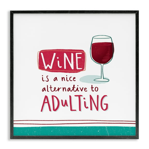 Stupell Industries Funny Wine Phrase Food & Beverage Painting Black Framed Art Print Wall Art, 12 x 12