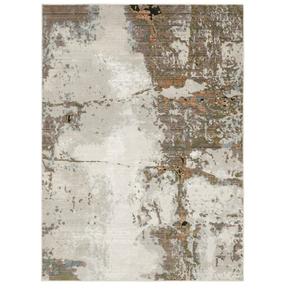 Oriental Weavers Caravan Area Rug - 4150Z - 9'10" x 12'10" - in Grey/ Pink - Modern Style, Stain Resistant, Family and Pet Friendly , Family, Dining, Living Room Rug