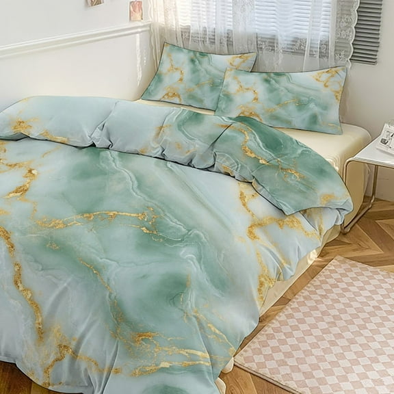 Colorful Marble Green Gilding (15) Duvet Cover Set Bedding Set Polyester Quilt Cover for Bedroom Decoration