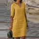 thumbnail image 1 of ICHUANYI Clearance Fashion Women Casual Sexy Round Neck Printing Summer 1/2Sleeve Dress(Yellow, S) ICHUANYI WER2023080702836, 1 of 5