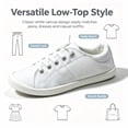 thumbnail image 3 of Women’s White Canvas Sneakers Low Top Slip‑on Lace Up Casual Walking Shoes Lightweight Comfortable Flat Fashion Daily Shoes for Women, 3 of 6