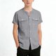 thumbnail image 2 of Camisa de Manga Corta de Cuello Redondo de Color Sólido de los Niños Casual Cómodo Cardigan Top para Adultos, 2 of 7