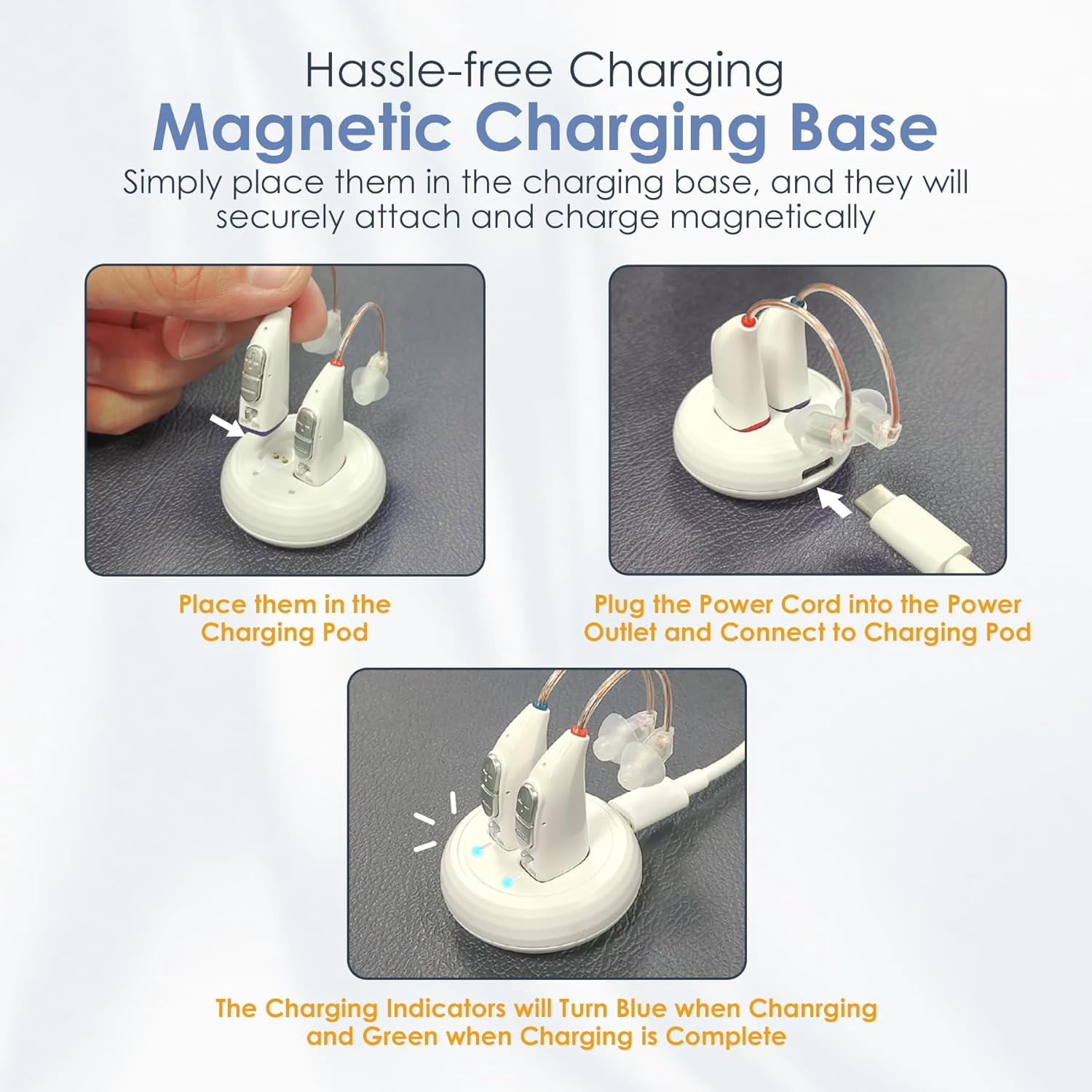 Rechargeable Hearing Aids for Seniors - (Pair) Digital Binaural Behind-The-Ear Personal Sound Amplification Aid Device, Long Lasting Battery, Comfortable All-Day BTE Design, Noise Cancellation, White
