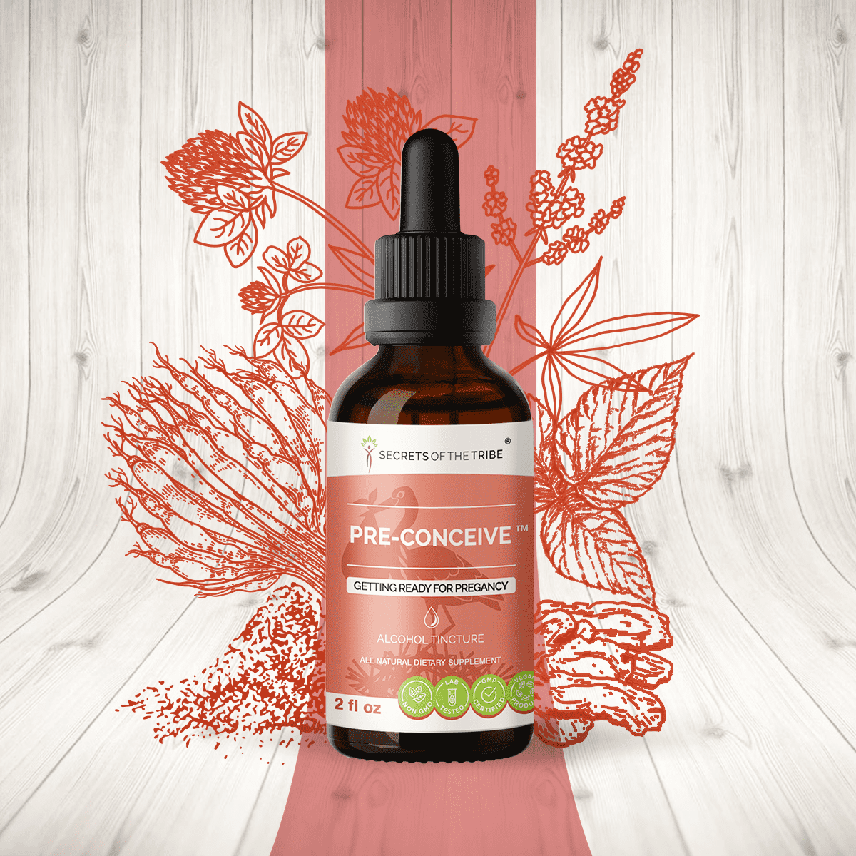 PreConceive Alcohol Extract, Tincture, Vitex, Red Raspberry, Black