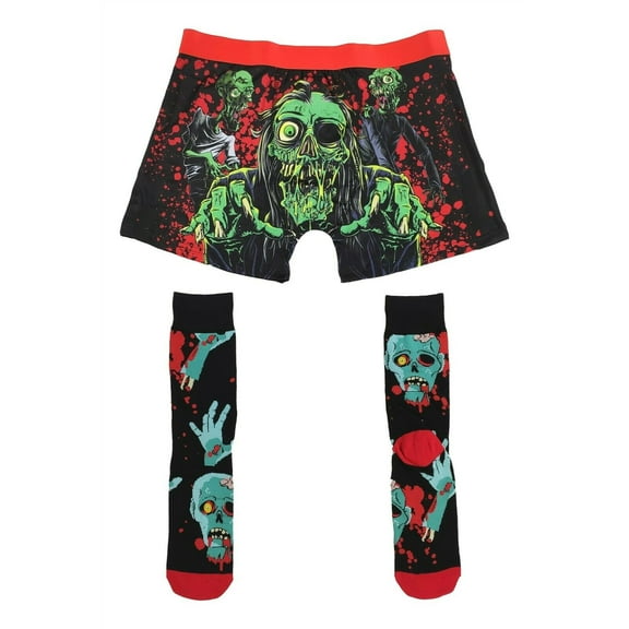 Zombie Socks and Underwear Gift Combo Fun Novelty Horror Themed Gift for Men or Women