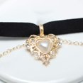 thumbnail image 3 of Vintage negro terciopelo gargantilla collar cadena delicada oro amor perla, 3 of 5