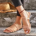 thumbnail image 4 of Dressy Womens Sandals Summer Comfortable Suede Strappy Square Toe Flats Sandals Women - Casual Walking Woman Shoes Rose Gold 9.5(43), 4 of 5