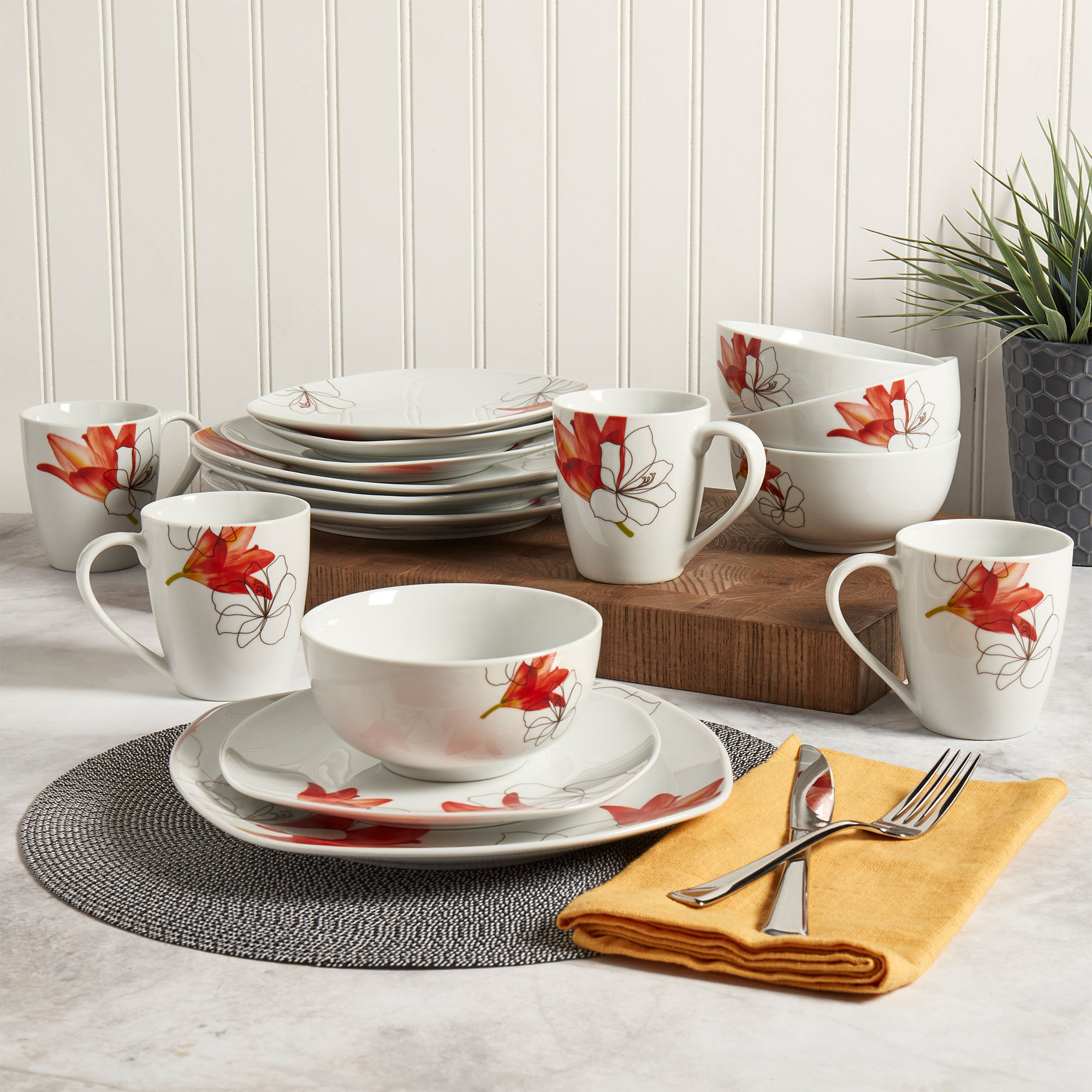 Lily 16 Piece Dinnerware Set, Service for 4 - image 4 of 10