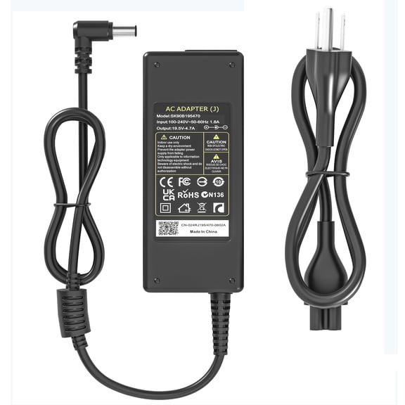 19.5V 6.5mm TV Power Cord for Bravia TV 24" 32" 40" 42" 48"KDL Series KDL-48W600B KDL-42W650A KDL-40R550C KDL-32R500C KDL-24W600A AC Adapter