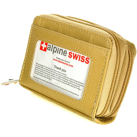 Alpine Swiss Womens Acordion Organizer Wallet Leather Credit Card Case Coin